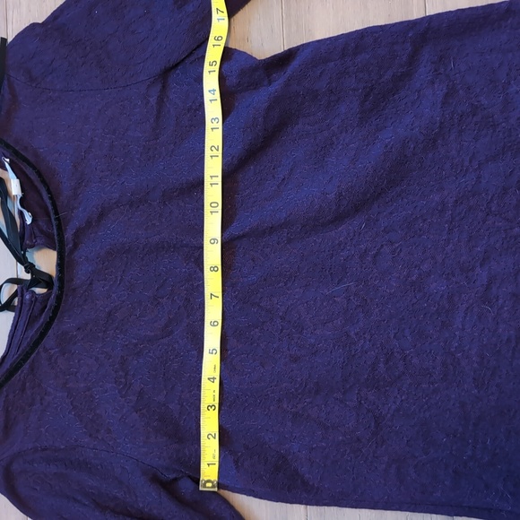 LOFT Purple Lace Long Sleeve with Ribbon Detail | Women's Medium - Picture 6 of 7